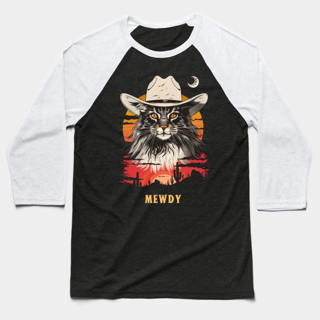 Cat Cowboy Adventures Paw-some Baseball T-Shirt by RazonxX